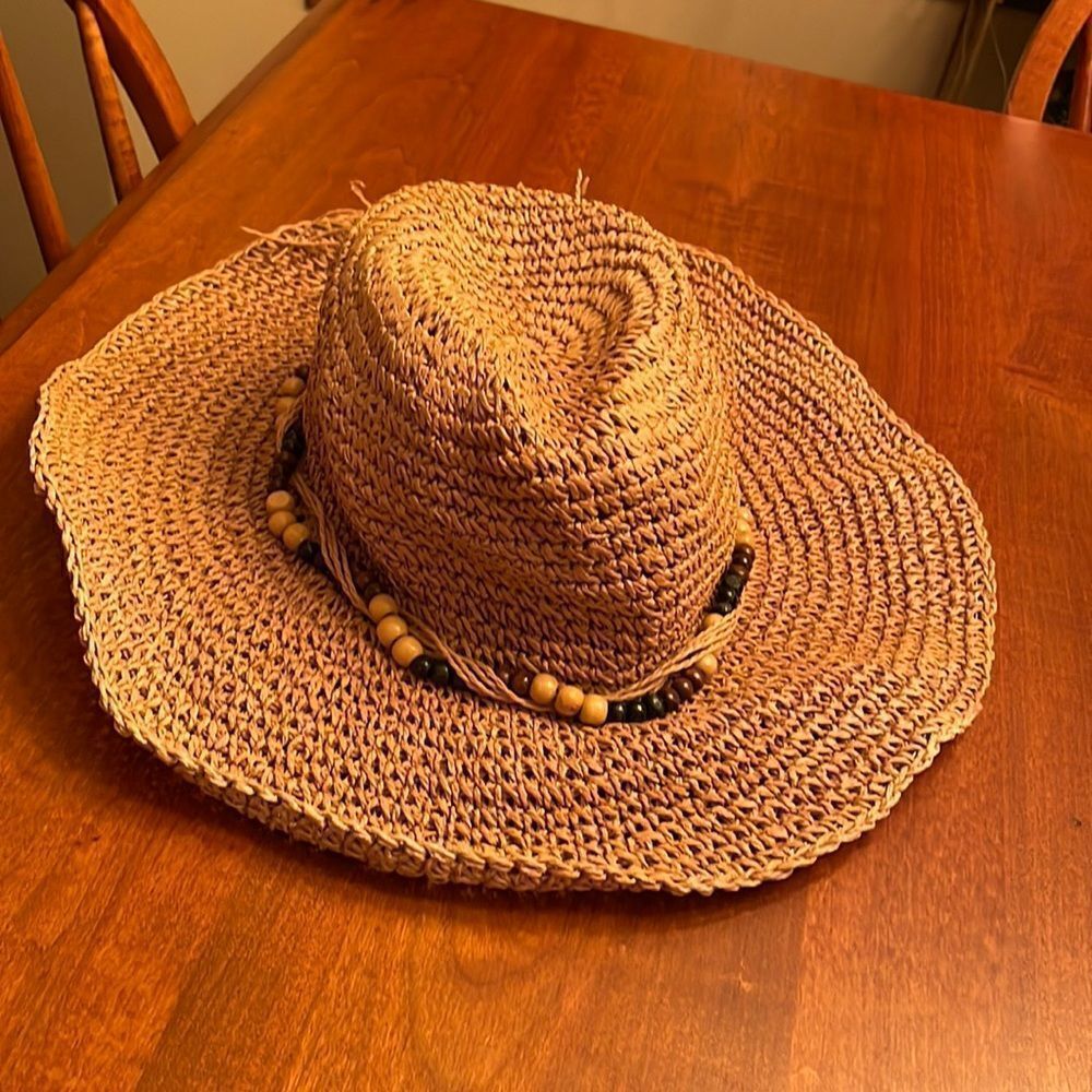 NWT Apt. 9 Sun Hat with Wooden Bead Rim